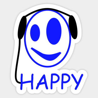 Happy Music Face Sticker